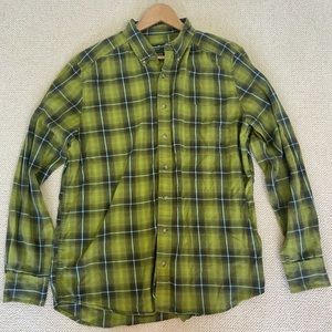 Eddie Bauer Shirt Men's Tall Large Green Plaid Flannel Classic Fit with pocket